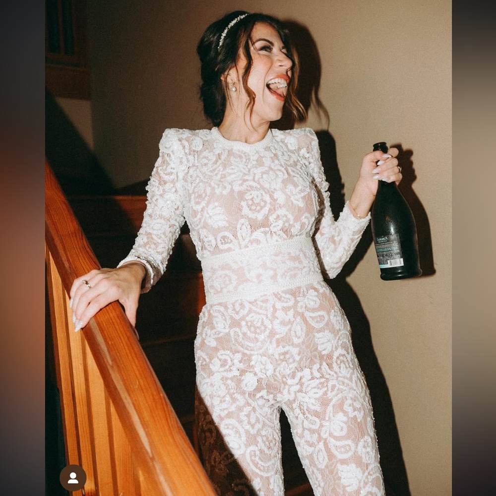 NADINE MERABI White Lace Jumpsuit